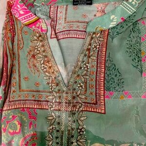 Silk print two piece set